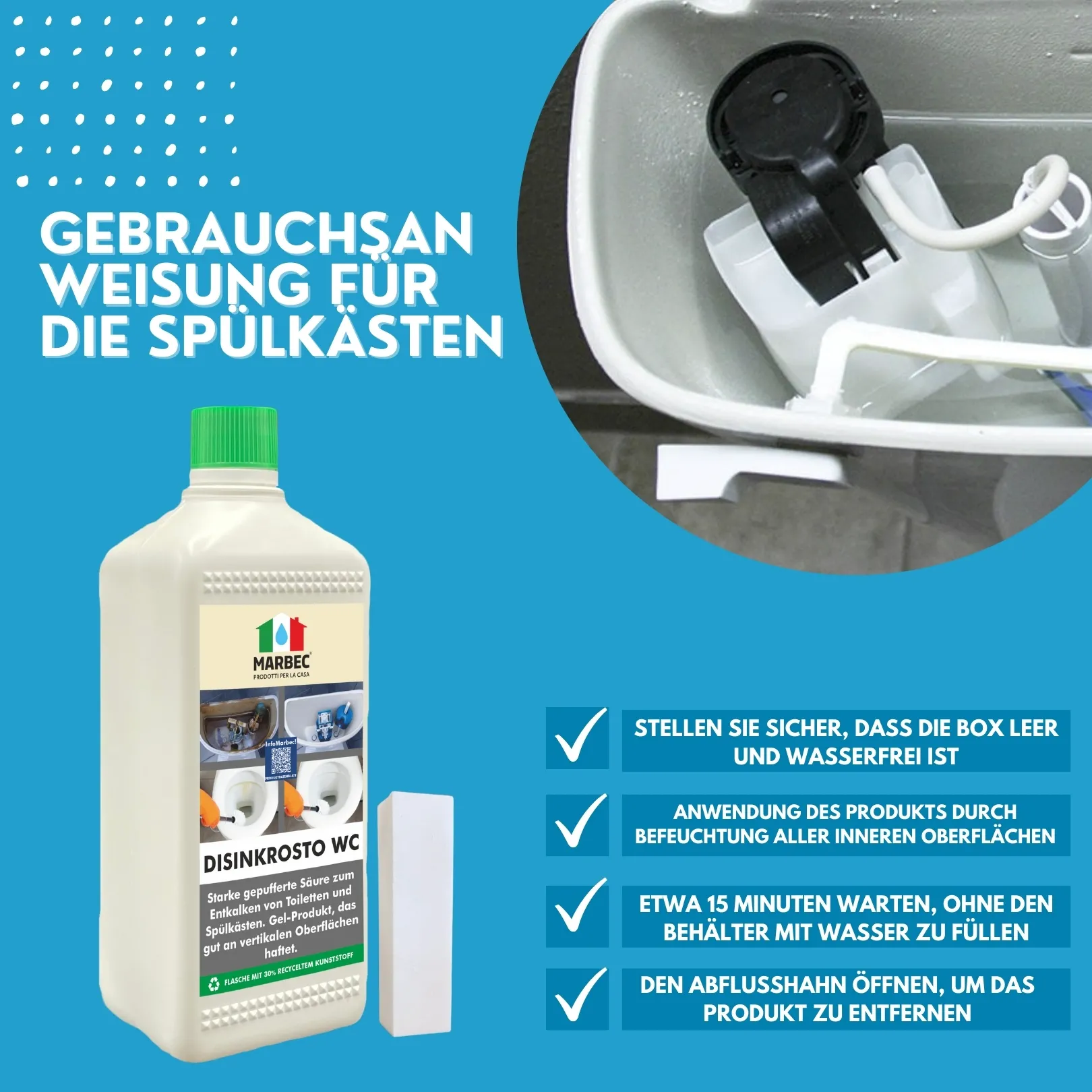 Spülkastenreiniger 2,5L Toilettenspülkasten Entkalker Kalklöser WC, Spülkästen E - Foto 4